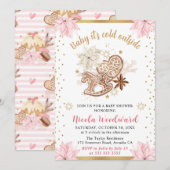 Rocking Horse Gingerbread Winter Baby Shower Kaart (Voorkant / Achterkant)