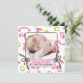 Rocking Horse Girl Announcement Square Aankondiging (Staand voorkant)