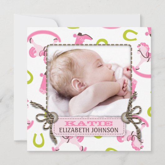 Rocking Horse Girl Announcement Square Aankondiging (Voorkant)