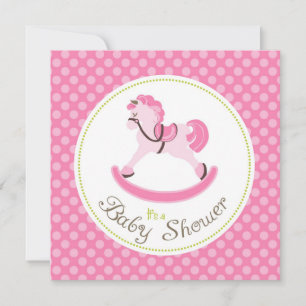 Rocking Horse Girl Invitation Square Kaart