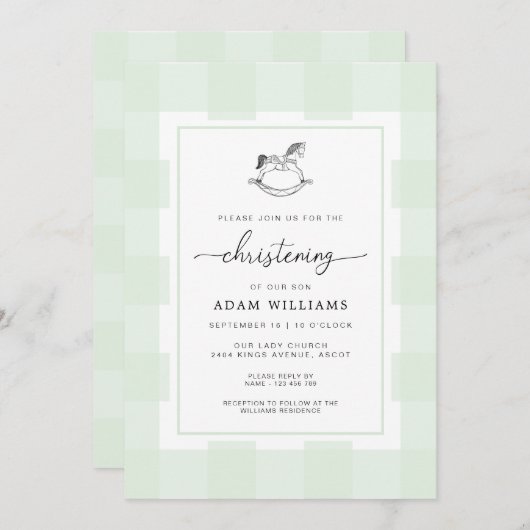 Rocking Horse Green Gingham Kaart (Voorkant / Achterkant)