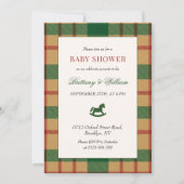 Rocking Horse Holiday Plaid Baby Shower  Kaart (Voorkant)