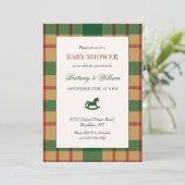 Rocking Horse Holiday Plaid Baby Shower  Kaart (Staand voorkant)