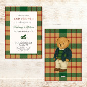 Rocking Horse Holiday Plaid Baby Shower  Kaart