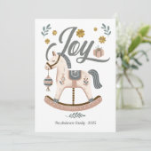 Rocking Horse Joy Boho Feestdagenkaart (Staand voorkant)