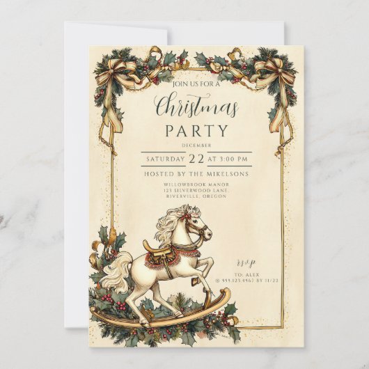  Rocking Horse Kerst Kaart (Voorkant)