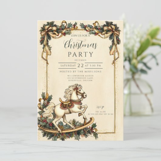  Rocking Horse Kerst Kaart (Staand voorkant)