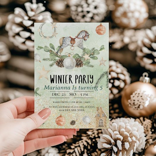 Rocking Horse Kerstfeest Uitnodiging