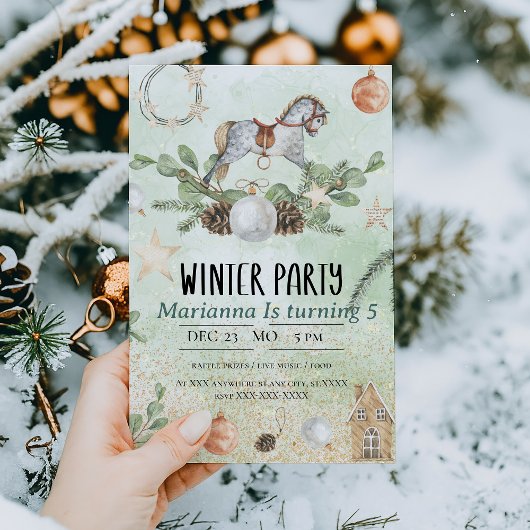 Rocking Horse Kerstfeest Uitnodiging