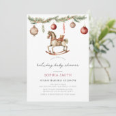 Rocking Horse Kerstvakantie Baby shower Kaart (Staand voorkant)
