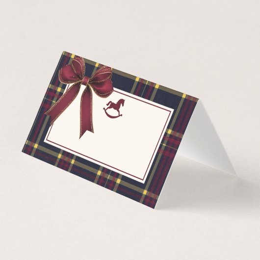 Rocking Horse Luxury Christmas Wine Red Bow Kaart (Voorkant)