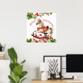Rocking Horse Merry kerst Poster (Thuiskantoor)