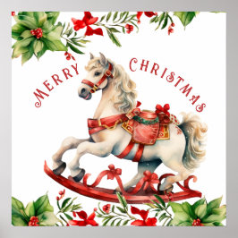 Rocking Horse Merry kerst Poster