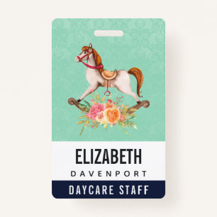 Rocking Horse met Floral Bouquet Badge