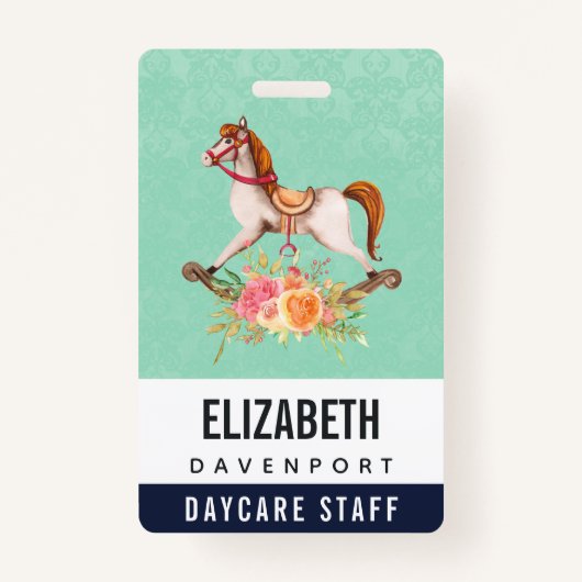  Rocking Horse met Floral Bouquet Badge (Voorkant)