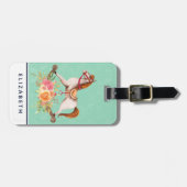  Rocking Horse met Floral Bouquet Bagagelabel (Voorkant horizontaal)
