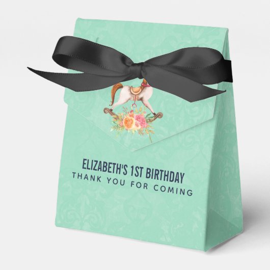  Rocking Horse met Floral Bouquet Bedankdoosjes (Voorkant Zijde)