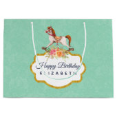 Rocking Horse met Floral Bouquet Birthday Groot Cadeauzakje (Voorkant)