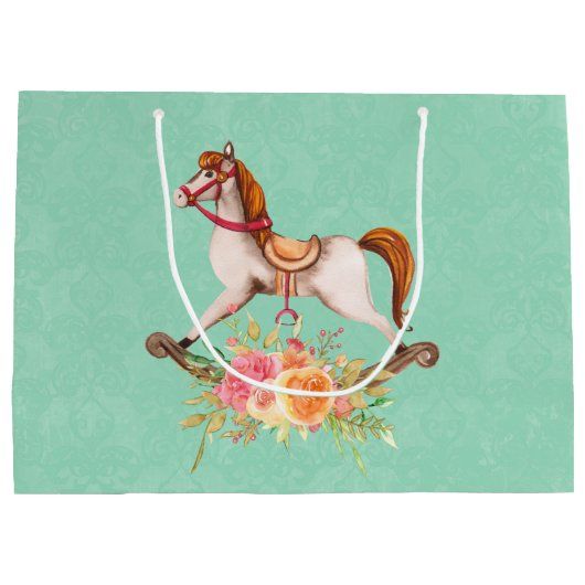  Rocking Horse met Floral Bouquet Birthday Groot Cadeauzakje (Achterkant)