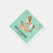 Rocking Horse met Floral Bouquet Birthday Servet (Hoek)