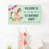  Rocking Horse met Floral Bouquet Birthday Spandoek (Insitu)
