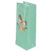  Rocking Horse met Floral Bouquet Birthday Wijn Cadeautas (Achterkant Gekanteld)