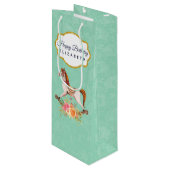 Rocking Horse met Floral Bouquet Birthday Wijn Cadeautas (Voorkant Gekanteld)