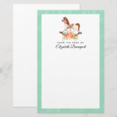  Rocking Horse met Floral Bouquet Briefpapier (Voorkant / Achterkant)