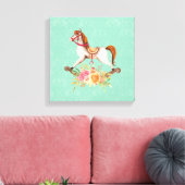  Rocking Horse met Floral Bouquet Canvas Afdruk (Insitu (Woonkamer))