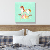  Rocking Horse met Floral Bouquet Canvas Afdruk (Insitu (Slaapkamer))