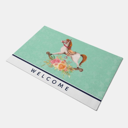  Rocking Horse met Floral Bouquet Deurmat (Schuin)