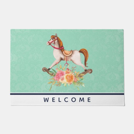  Rocking Horse met Floral Bouquet Deurmat (Voorkant)