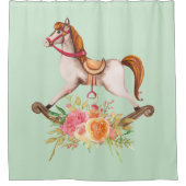  Rocking Horse met Floral Bouquet Douchegordijn (Voorkant)
