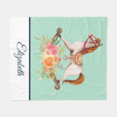  Rocking Horse met Floral Bouquet Fleece Deken (Voorkant (Horizontaal))