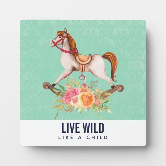  Rocking Horse met Floral Bouquet Fotoplaat (Voorkant)