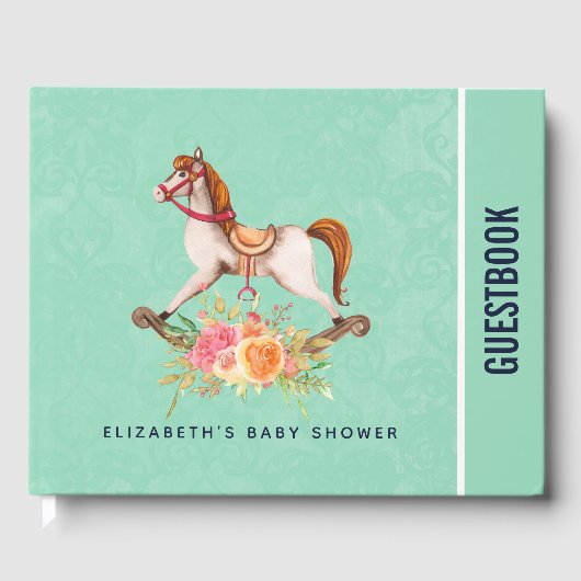  Rocking Horse met Floral Bouquet Gastenboek (Voorkant)