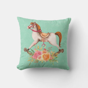 Rocking Horse met Floral Bouquet Kussen