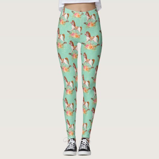  Rocking Horse met Floral Bouquet Leggings (Voorkant)
