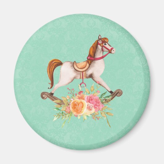  Rocking Horse met Floral Bouquet Magneet (Voorkant)