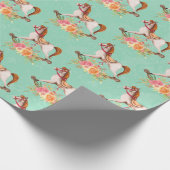  Rocking Horse met Floral Bouquet Pattern Cadeaupapier (Hoek)