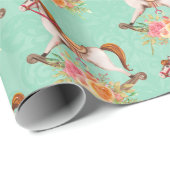  Rocking Horse met Floral Bouquet Pattern Cadeaupapier (Rol Hoek)