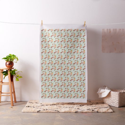 Rocking Horse met Floral Bouquet Pattern Stof (Voorbeeld)