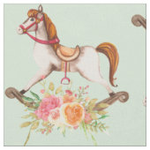 Rocking Horse met Floral Bouquet Pattern Stof (Close Up)