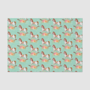 Rocking Horse met Floral Bouquet Pattern Tissuepapier