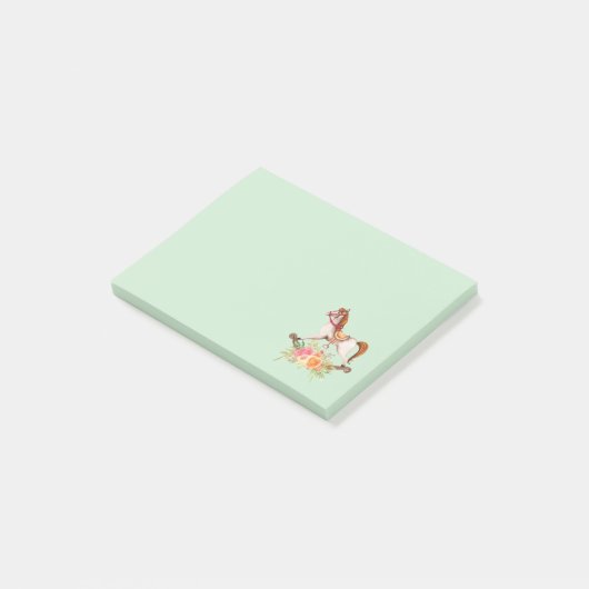 Rocking Horse met Floral Bouquet Post-it® Notes (Schuin)