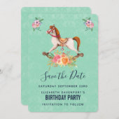  Rocking Horse met Floral Bouquet Save The Date (Voorkant / Achterkant)