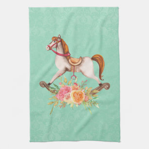 Rocking Horse met Floral Bouquet Theedoek