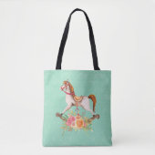  Rocking Horse met Floral Bouquet Tote Bag (Voorkant)