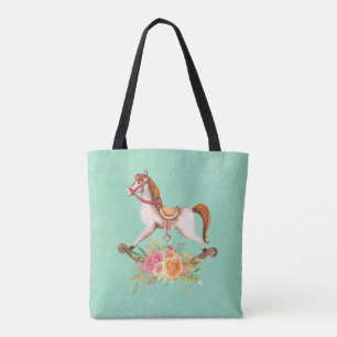  Rocking Horse met Floral Bouquet Tote Bag