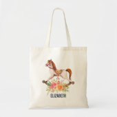  Rocking Horse met Floral Bouquet Tote Bag (Voorkant)